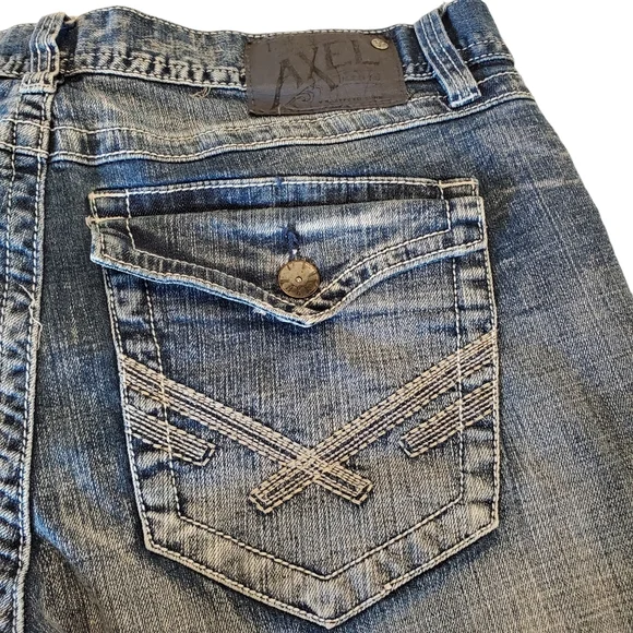 TK Axel Men's Weston Vintage Boot Jeans Flap Pockets Denim Distressed 34x29 - Picture 4 of 15